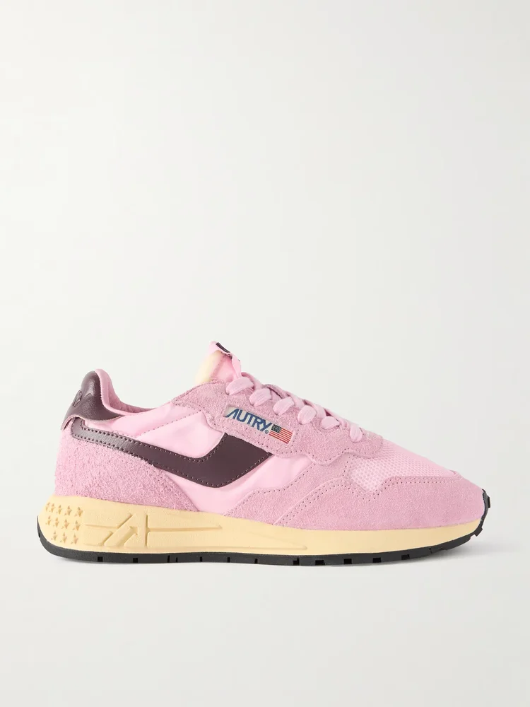Reelwind leather-trimmed suede and shell sneakers