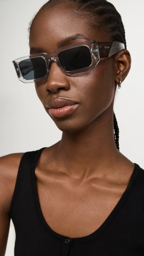 Rectangular Sunglasses (Transparent Grey)