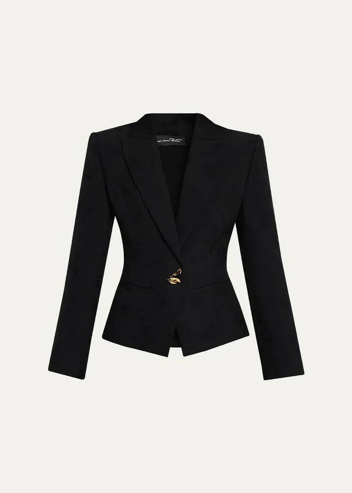 Floral Wool Jacquard Single-Breasted Jacket
