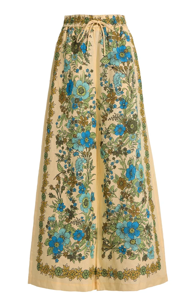 Sophia Printed Linen Wide-Leg Pants
