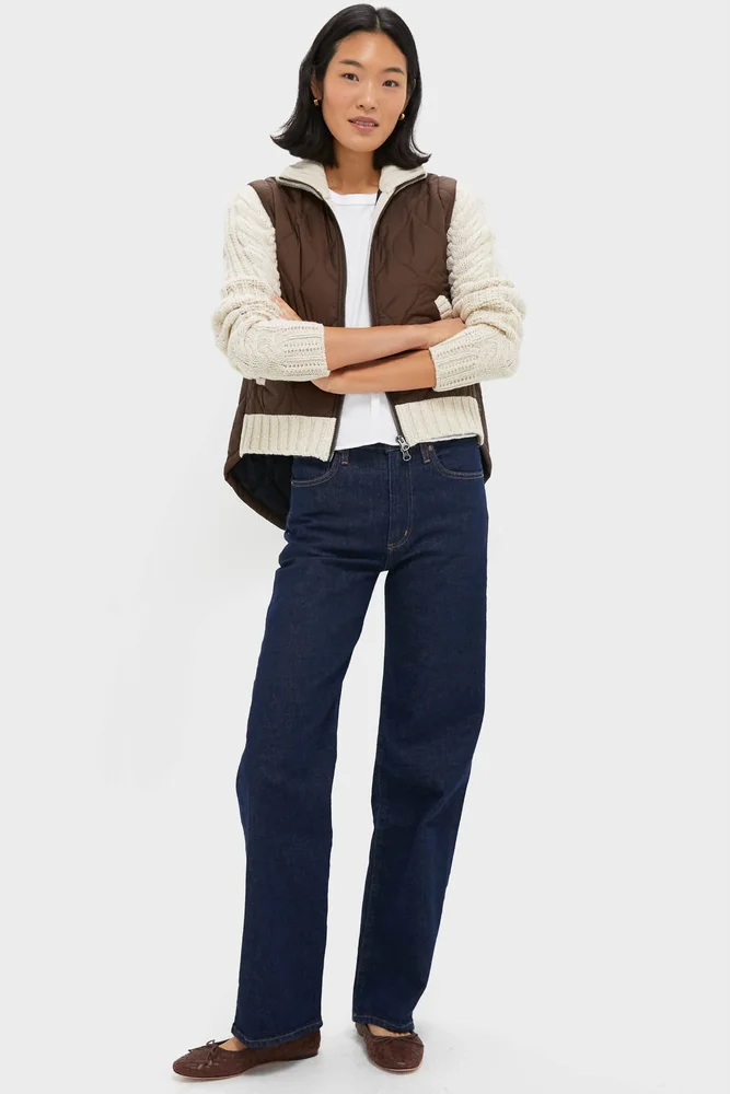 Mocha and Heathered Sand Patra Mixed Media Jacket