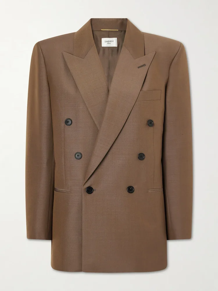 Double-breasted wool and mohair-blend blazer