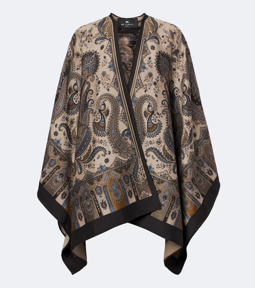 Paisley jacquard wool-blend shawl