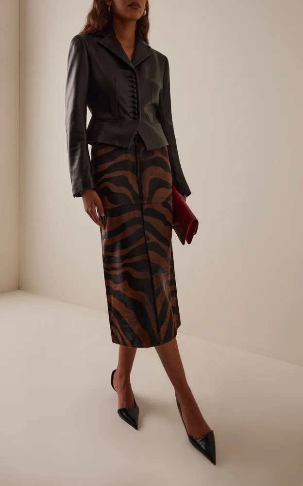 Tobiana Leather Midi Skirt