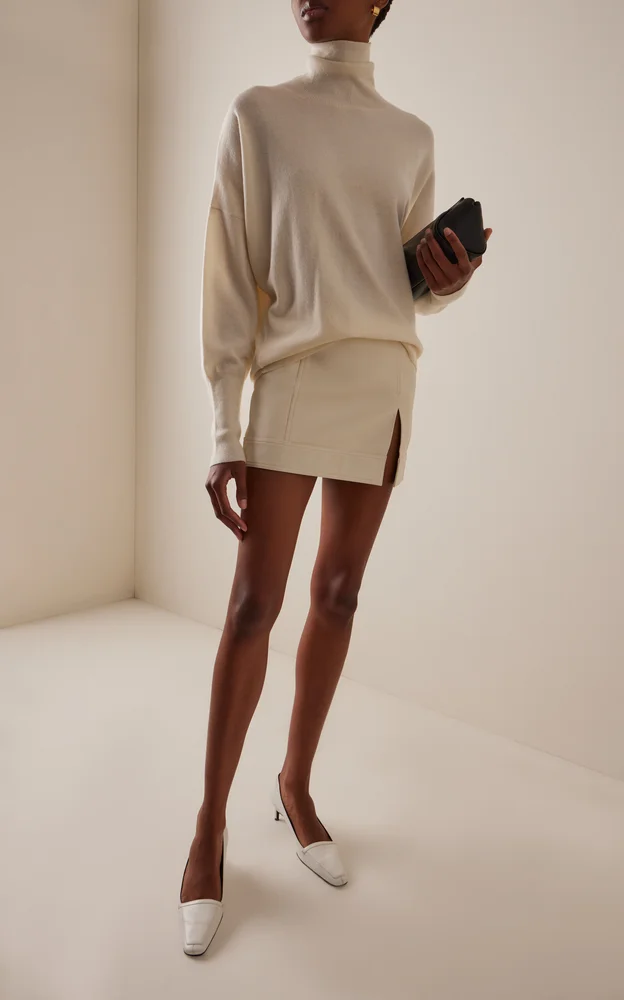 Leather Mini Skirt with Slit