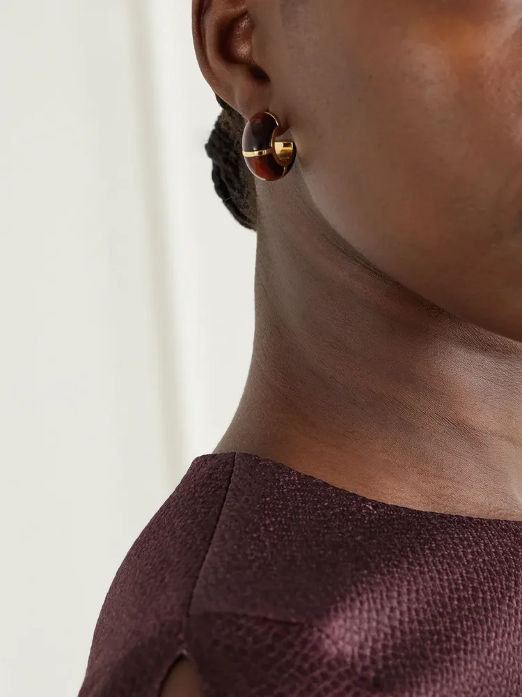 Zellige gold-tone tiger's eye earrings