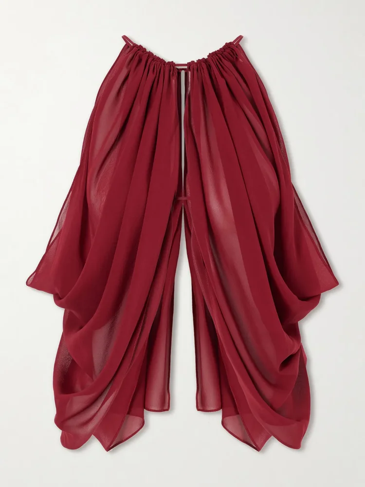 reysa ruched silk crepe top