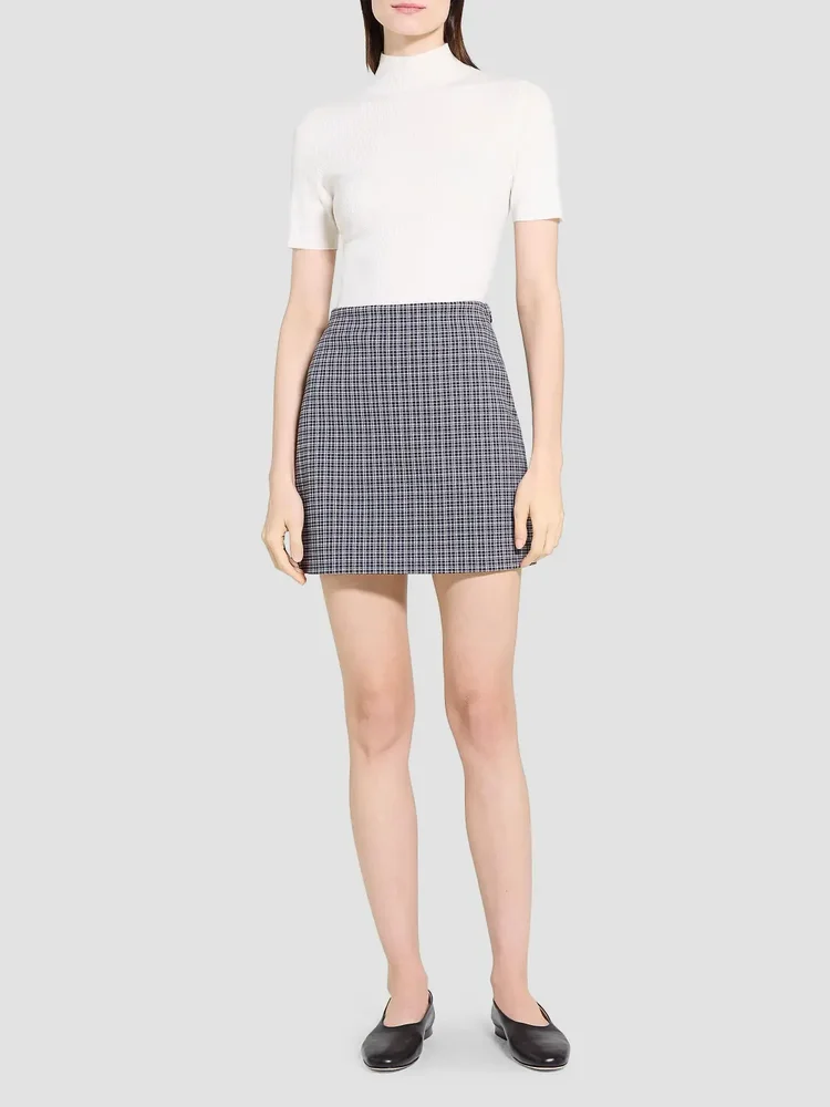 Plaid Knit A-Line Miniskirt