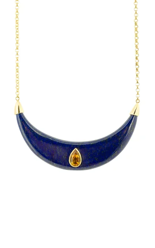 18K Yellow Gold Lapis Lazuli Citrine Necklace