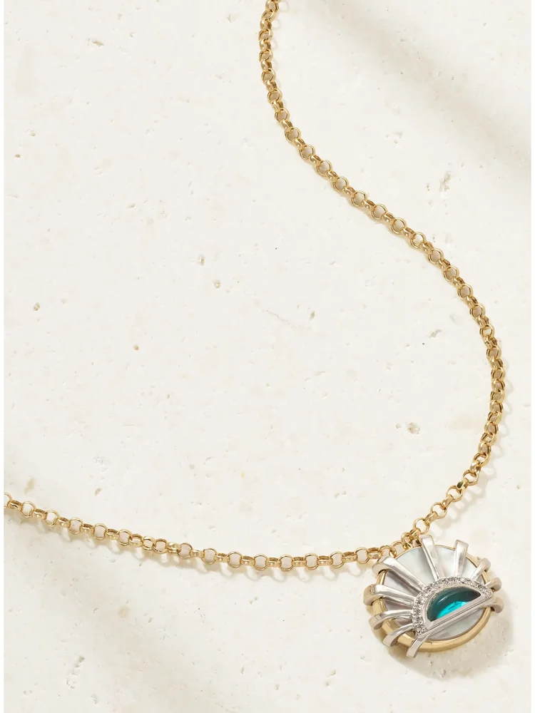 Sun Down 18-karat gold multistone necklace