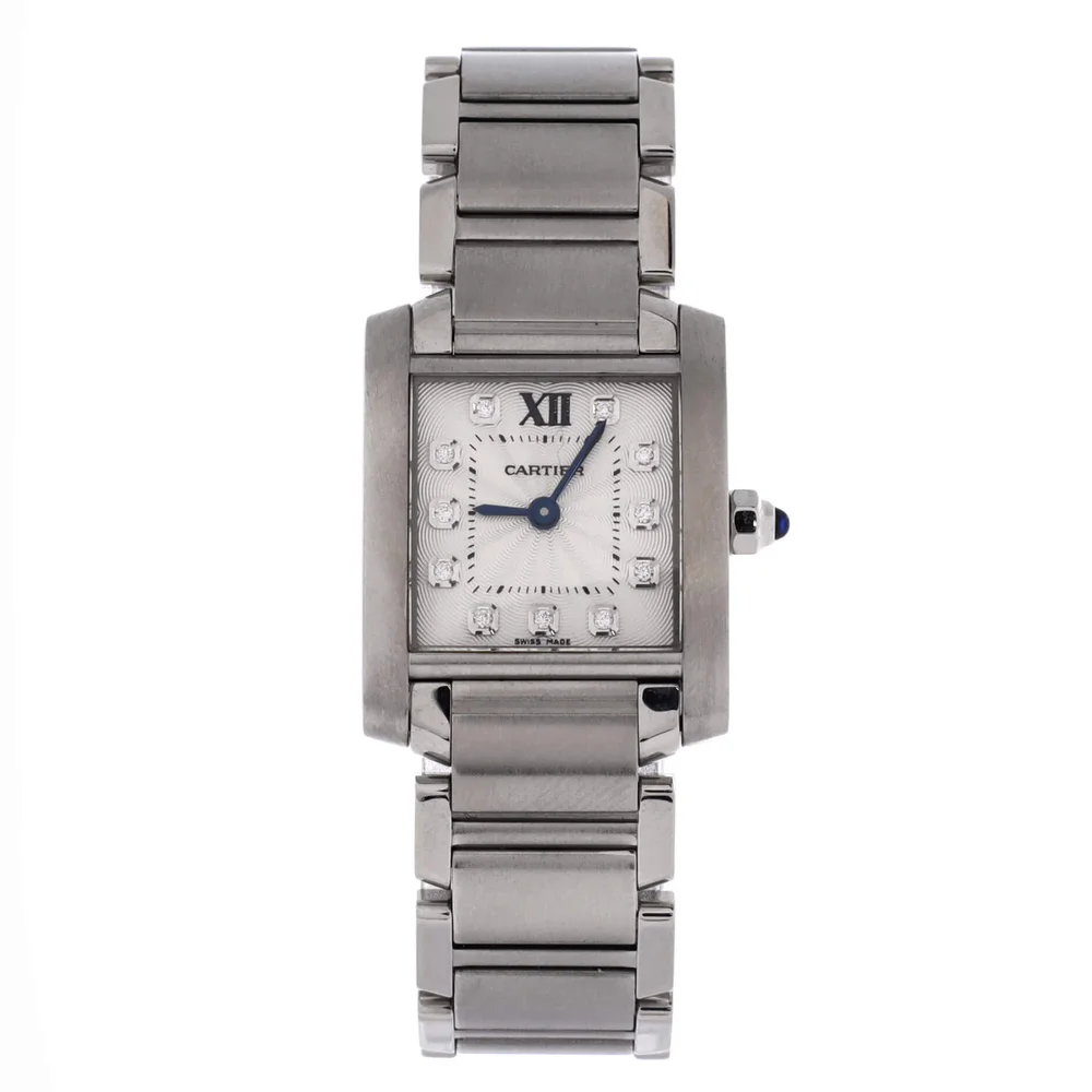 Pre-Owned Tank Francaise Quartz Watch Stainless Steel with Diamond Markers 20