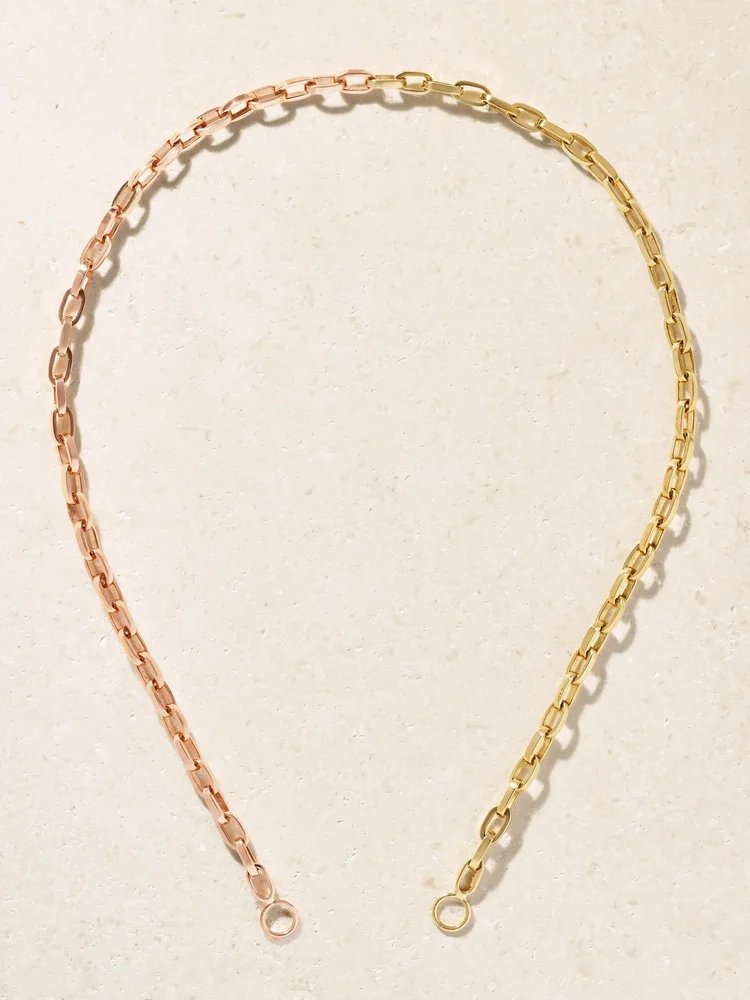 Biker 14-karat yellow and rose gold chain necklace