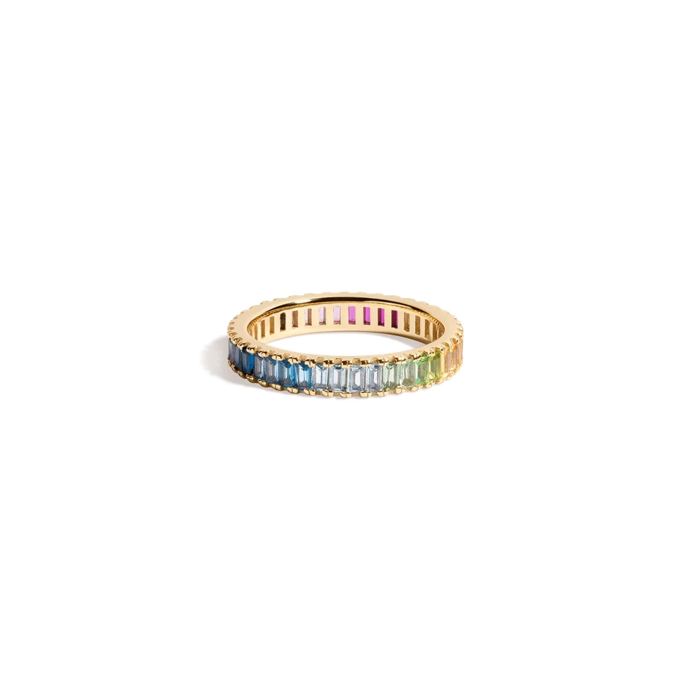 Ombré Rainbow Baguette Eternity Ring
