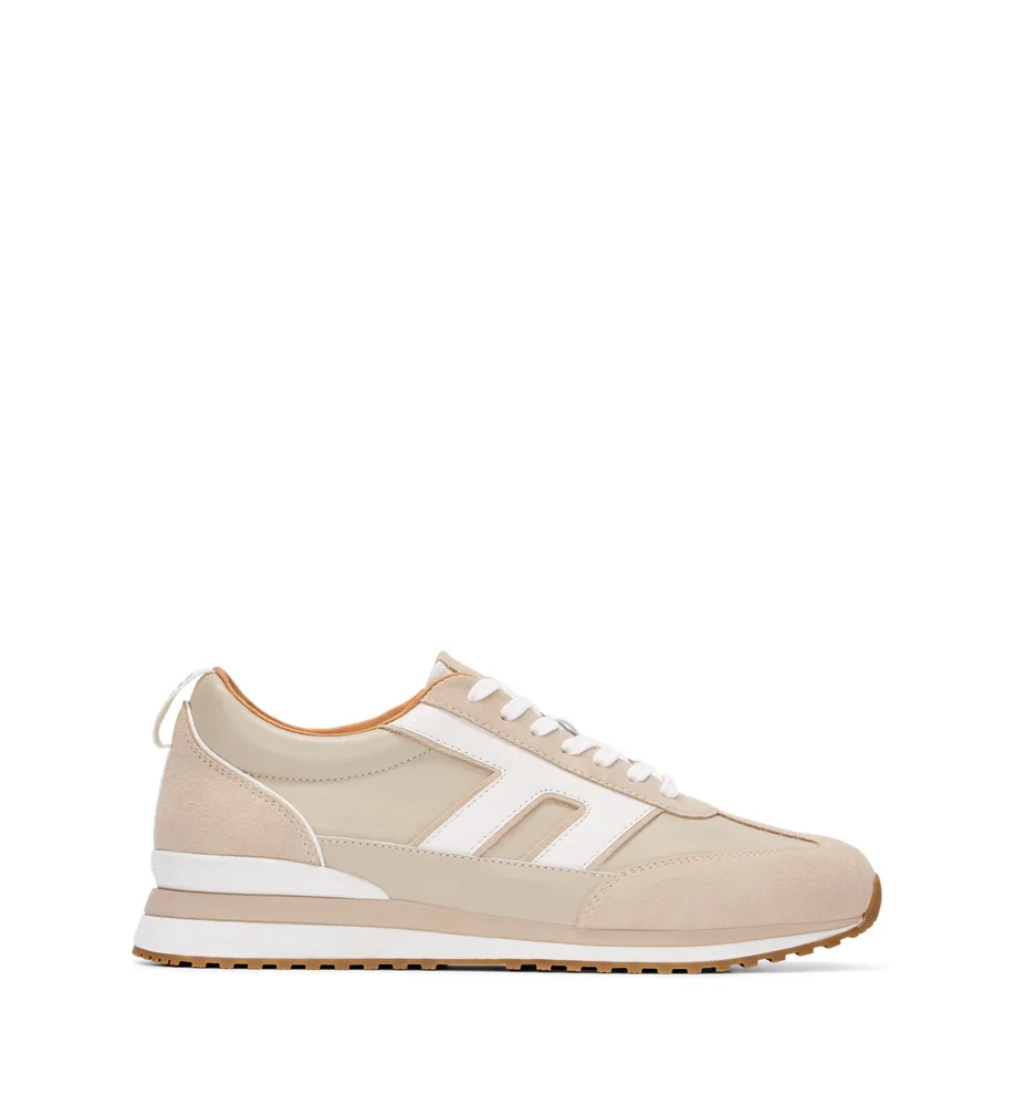 Baredfootwear Stork Beige Leather & Suede Sneakers