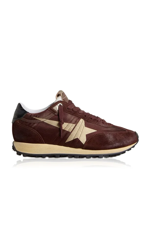Running Marathon Leather-Trimmed Sneakers