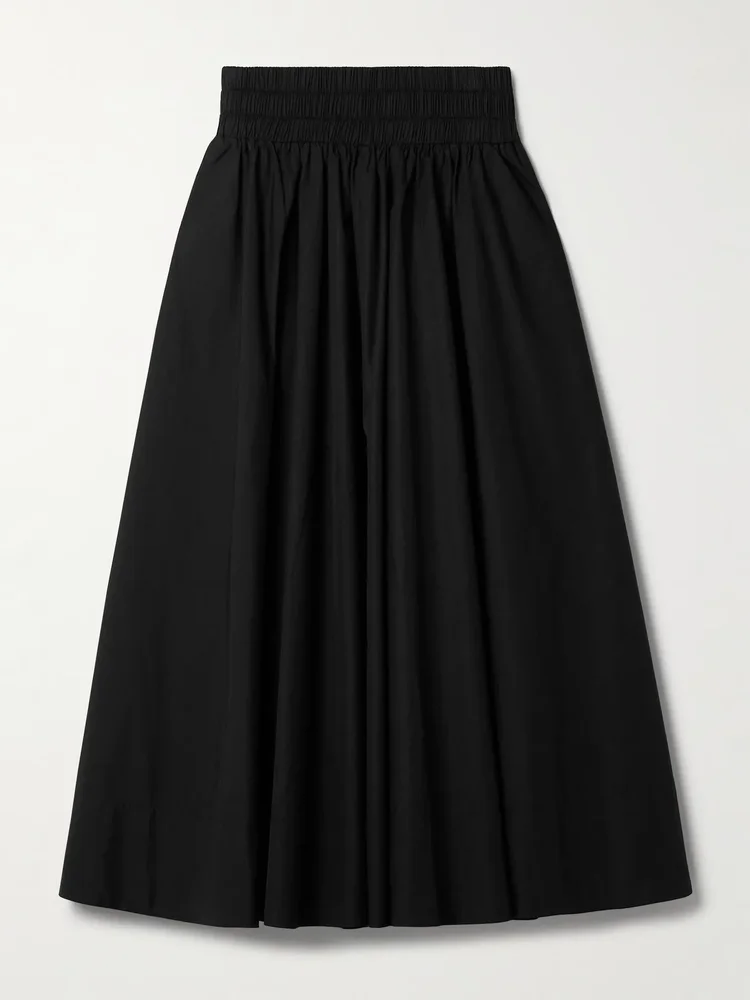 The Kyria gathered cotton-poplin midi skirt