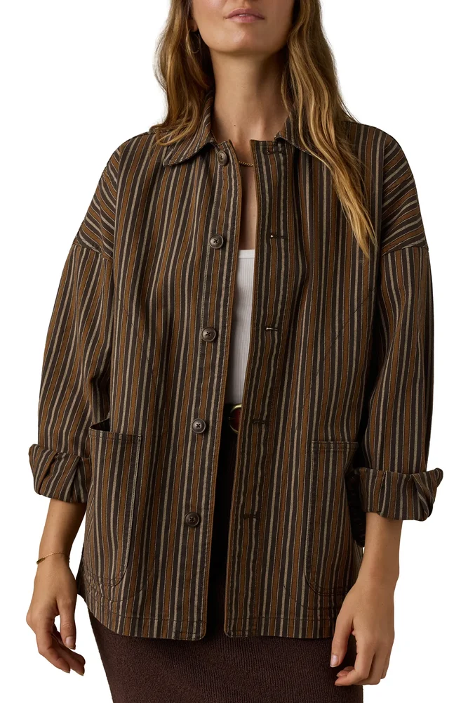 Organic Cotton-Twill Chore Jacket (Maple Cove Stripe)