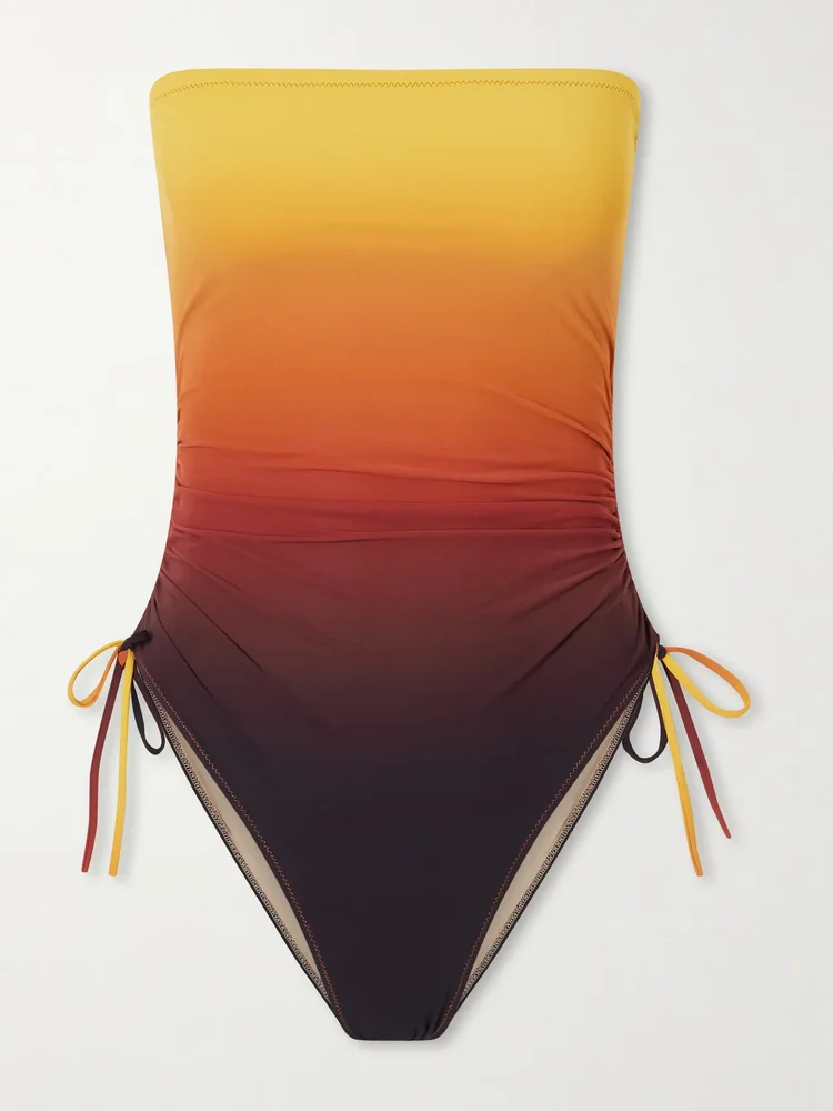 Sessantadue strapless ruched dégradé swimsuit