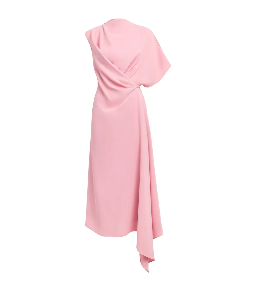Crepe One-Shoulder Elva Midi Dress