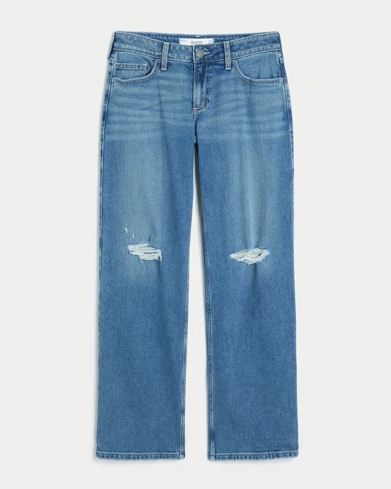 Low-Rise Ripped Dad Jeans (medium wash)