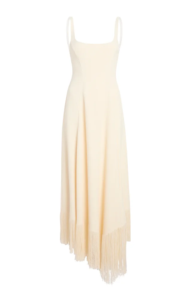 Vivian Fringed Crepe Maxi Dress