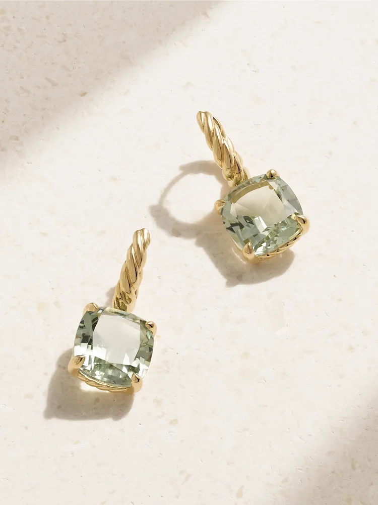 Marbella 18-karat gold prasiolite hoop earrings