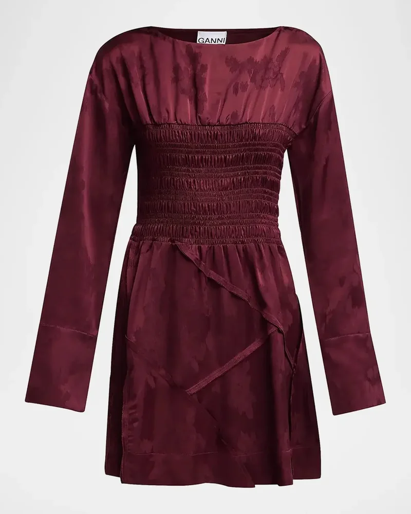 Fluid Satin Jacquard Patchwork Mini Dress