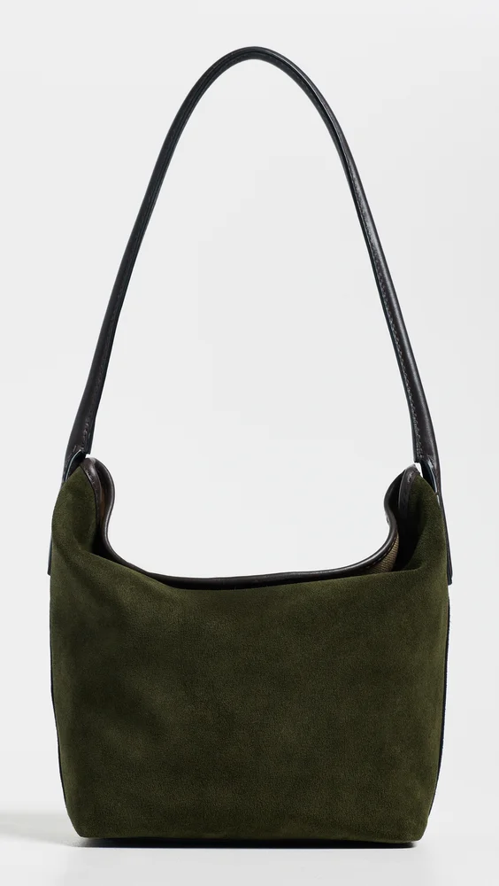 Suede Port Lid Shoulder Bag