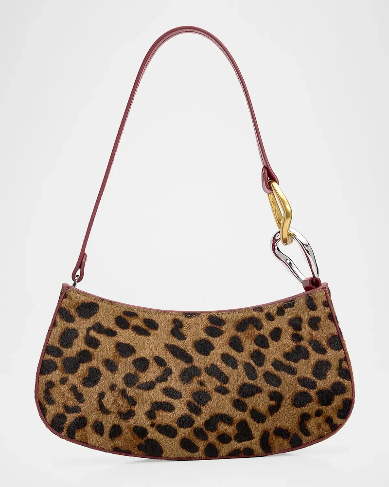 Ollie Cheetah-Print Calf Hair Shoulder Bag