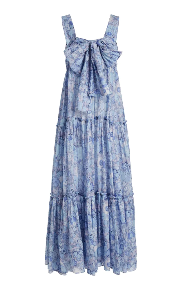 Floral-Printed Cotton Voile Midi Dress