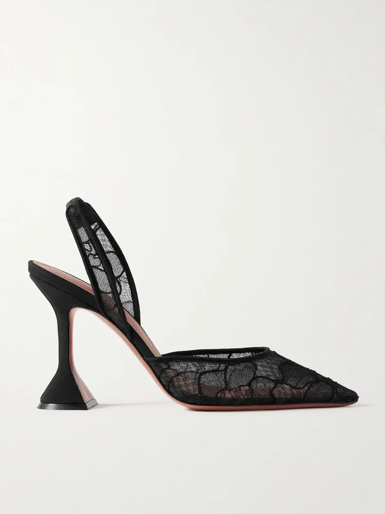 Holli corded lace slingback pumps