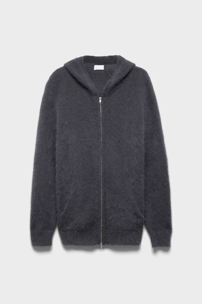 FUZZY ZIP HOODIE in Alpaca Blend Stone