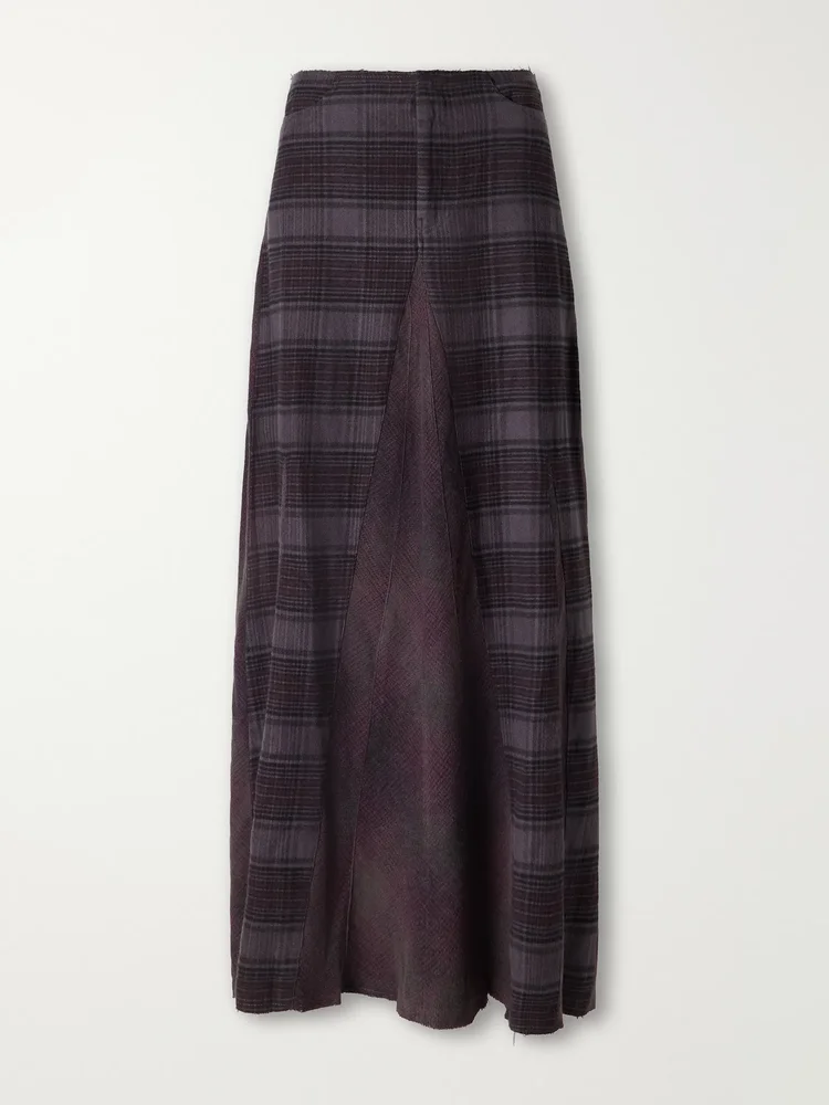 Rebel checked cotton-flannel maxi skirt