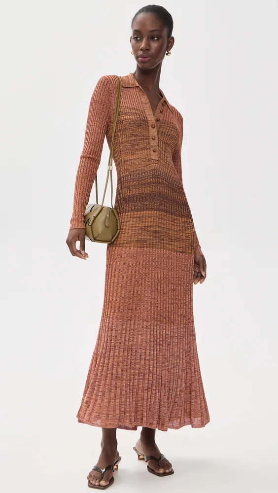 Mouline Rib Polo Midi Dress