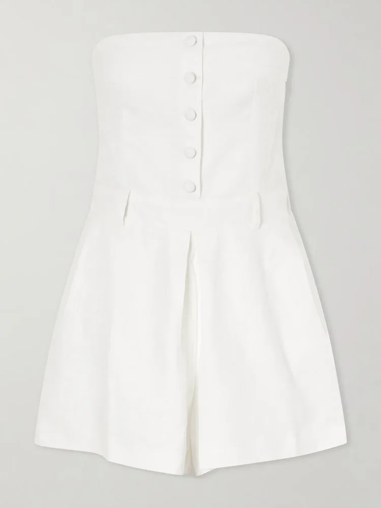 Amalie strapless pleated linen playsuit