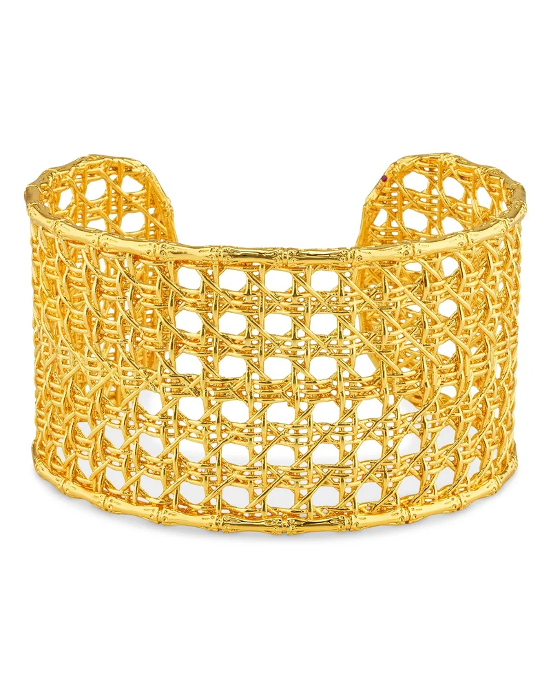 Veranda Caning Cuff Bracelet in 18K Gold Plated
