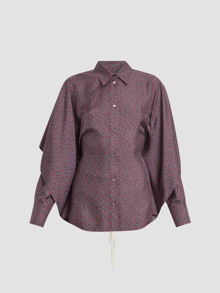 Micro-Paisley Drawstring Shirt