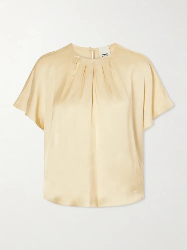 sakine gathered satin blouse