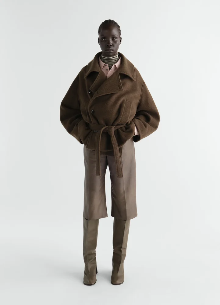 Lemaire SHORT WRAP COAT IN FELTED WOOL AND ALPACA BLEND
