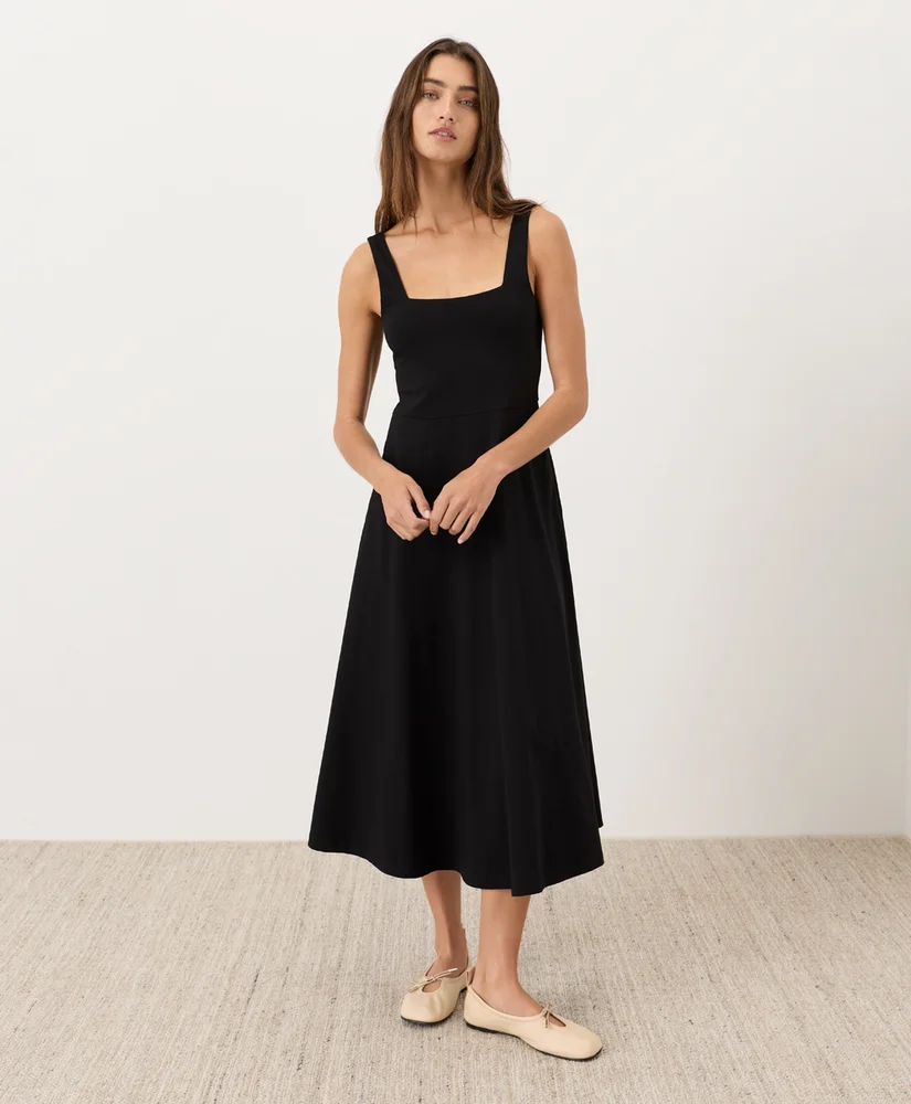 Womens Fit & Flare Square Neck Dress
