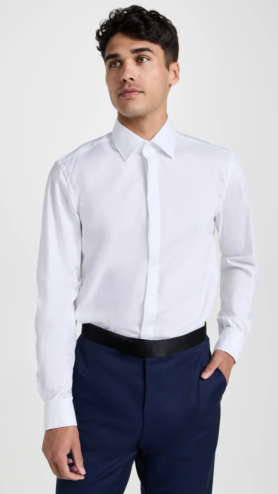 Slim Fit Easy Iron Stretch Cotton Dress Shirt