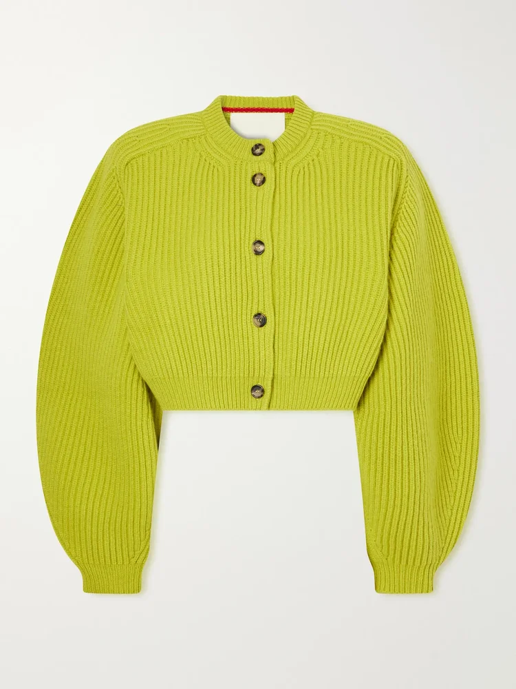 The Cadogan Cropped Ribbed Cashmere Cardigan