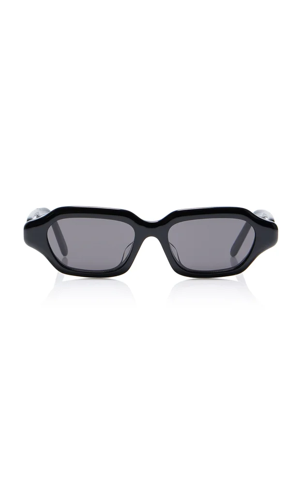 Slim Rectangle-Frame Acetate Sunglasses