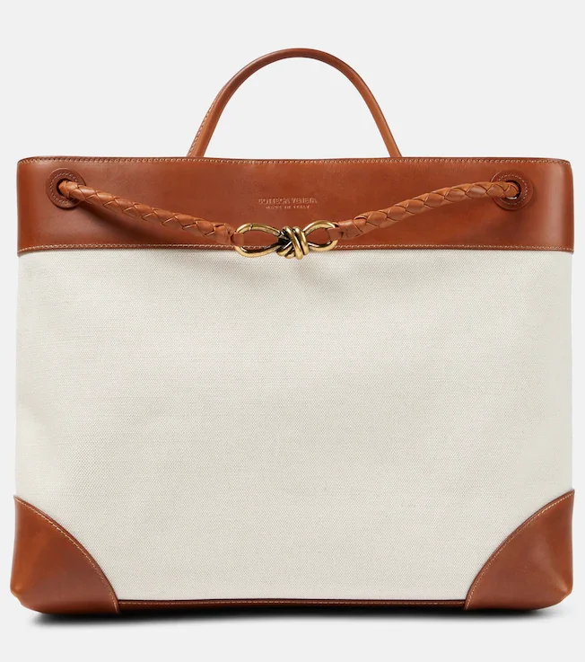 Andiamo Large leather-trimmed canvas tote bag