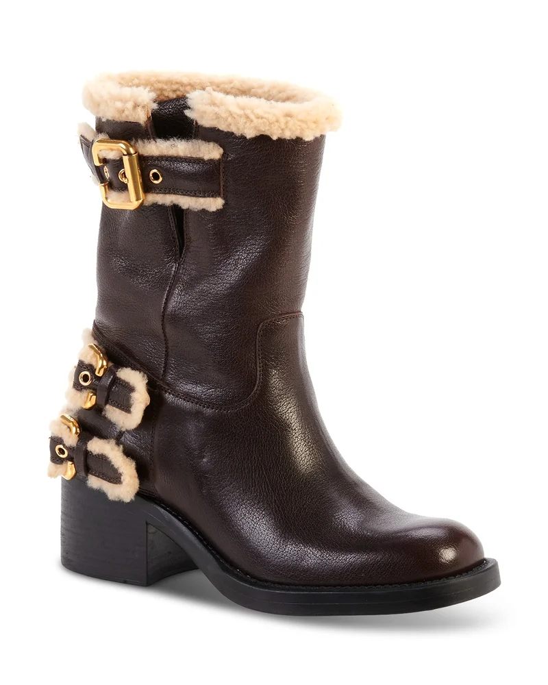 Dakota Shearling Trim Ankle Boots