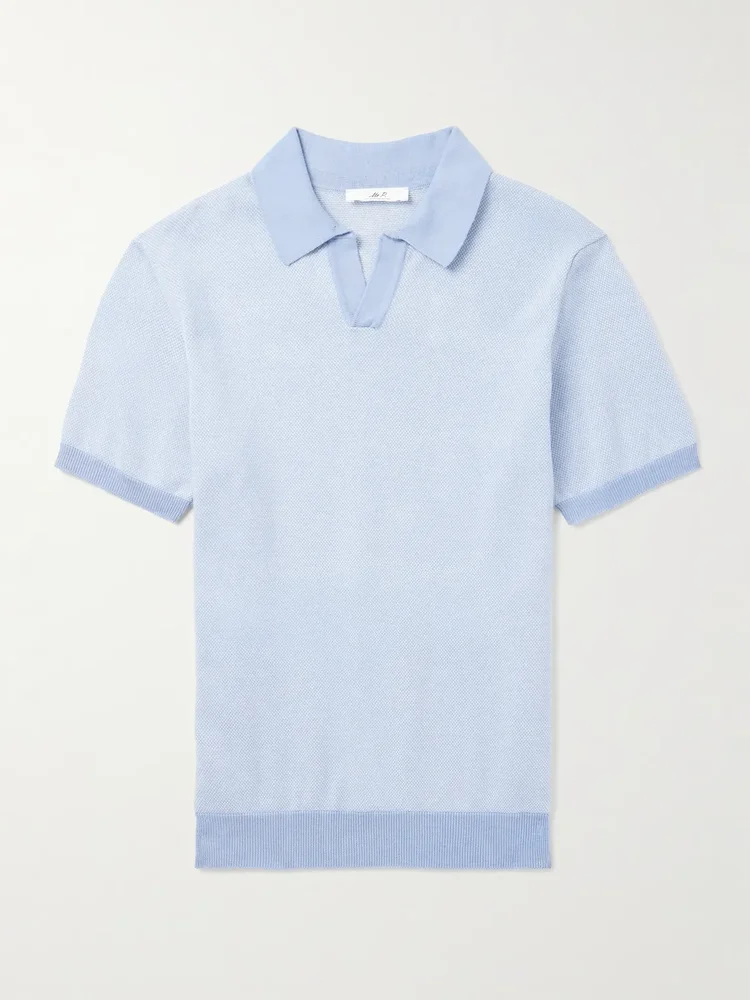 Honeycomb-Knit Organic Cotton Polo Shirt
