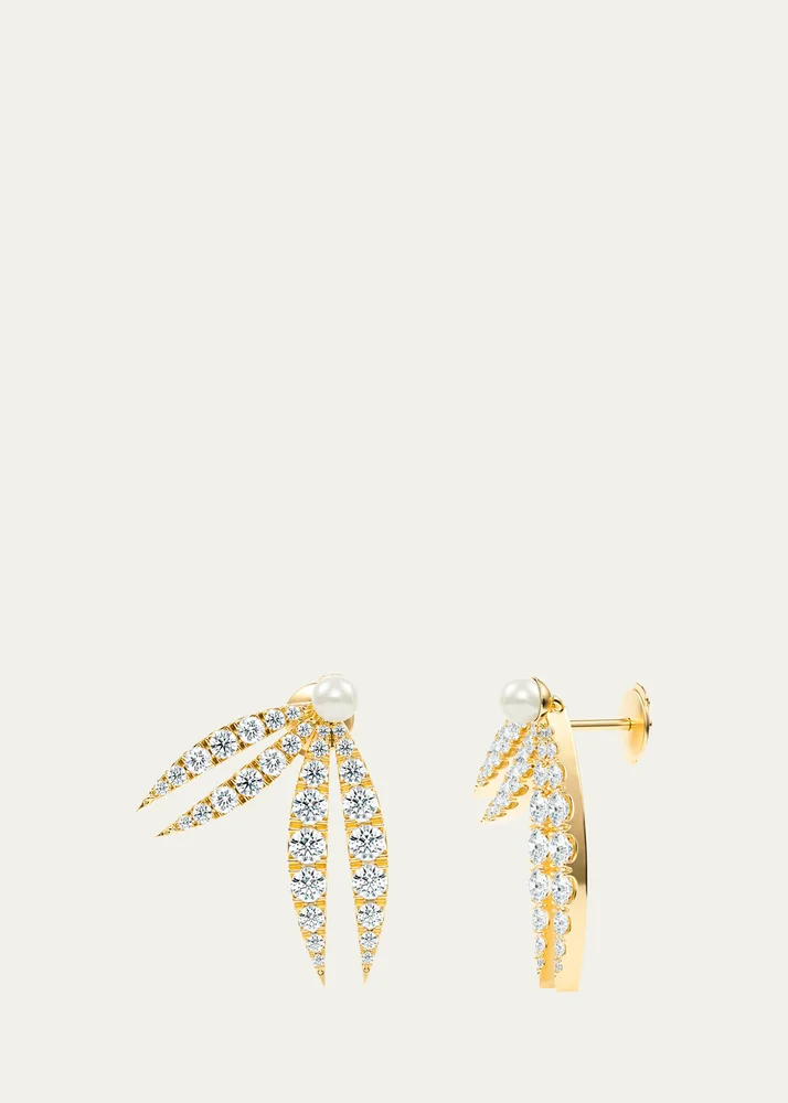 Lotus Diamond and Pearl Flourish Earrings