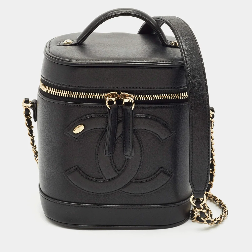 Black Leather CC Mania Vanity Bag