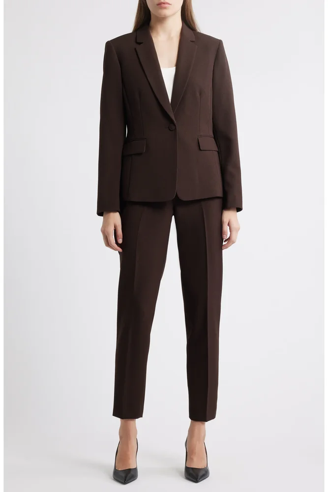 One-Button Crepe Jacket & Pants Set