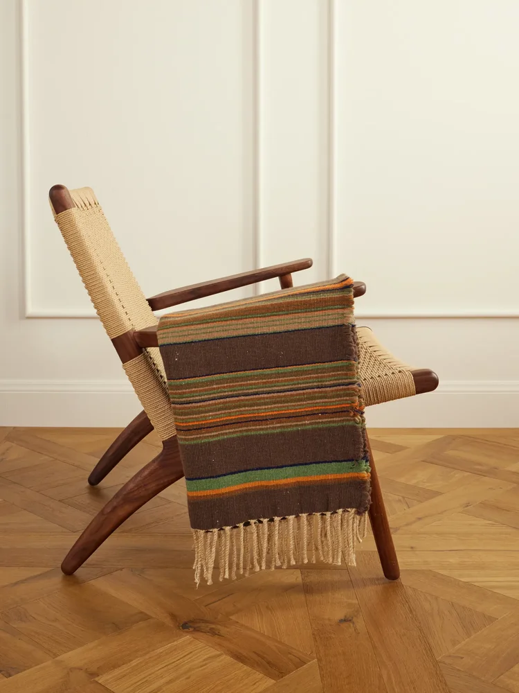 Nazca fringed striped cashmere and silk-blend throw